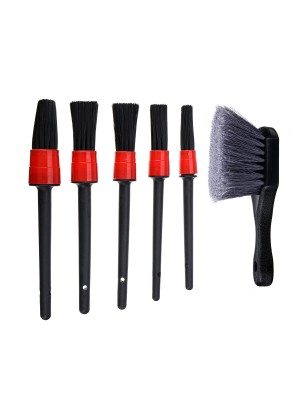 6PCS Tire Detail Brush Crevice Cleaning Wash Tool Short Handle Brush Set Interior Exterior Leather Air Vents Care Clean Tools