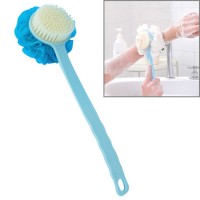 2 In 1 Multi  function Soft Hair Long Handle Bath Ball Body Brush  Blue